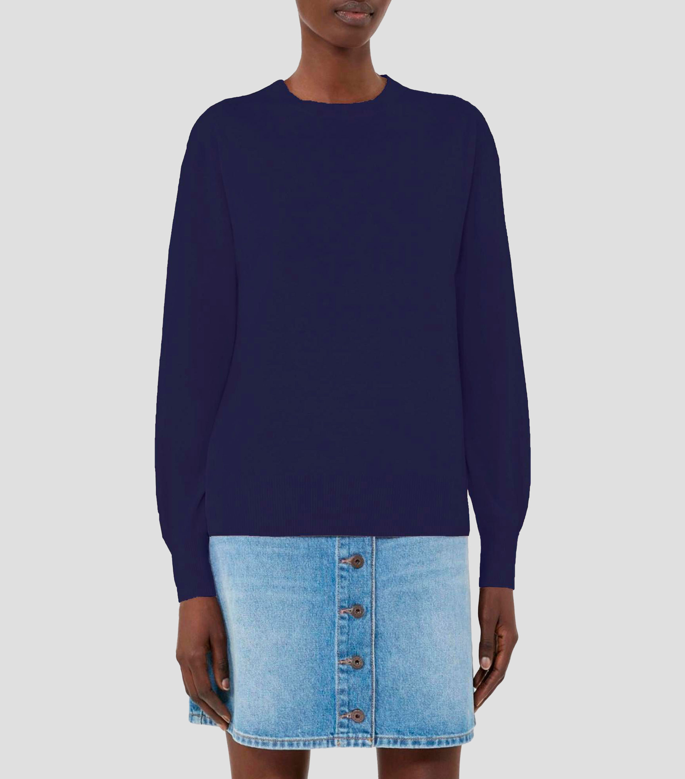 Suéter cuello redondo liso Mujer